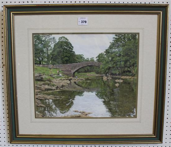 Bruce Mulcahy B.A. gouache, Stainforth Bridge, Ribblesdale(-)